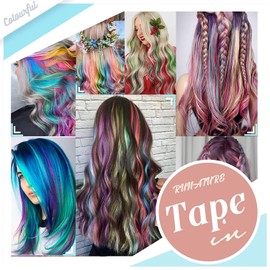 RUNATURE Blue Tape in Hair Extensions Human Hair 20Inch Tape in Extensions Blue Real Hair Colorful Tape in Human Hair Extensions Blue Hair 20 Inch 25g
