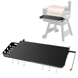 Smoker Grill Accessories - Folding Shelf for Traeger Pro 22, Pro 575, Ironwood 650, Pellet Grill Accessories for Traeger Pellet Grills, All Steel Folding Shelves for Traeger 575 & 22, Black, 25" x 12"