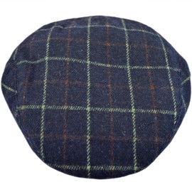 Faith & Sarah Kids Flat Cap for Boys or Girls Tweed, Herringbone or Tartan Peak Hats for Toddler and Child 2-12 Years (Blue Tartan, 4-8 Years)