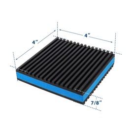 Pearwow Anti Vibration Pads 4" X 4" X 7/8" Heavy Duty Blue EVA Vibration Isolation Rubber Pads for Compressors Air Conditioner Washers HVAC Treadmills,4 Pack