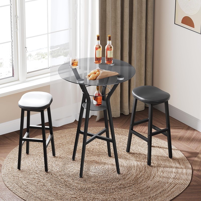 YATINEY Bar Table, 2-Tier Round High Top Table, Pub Table,