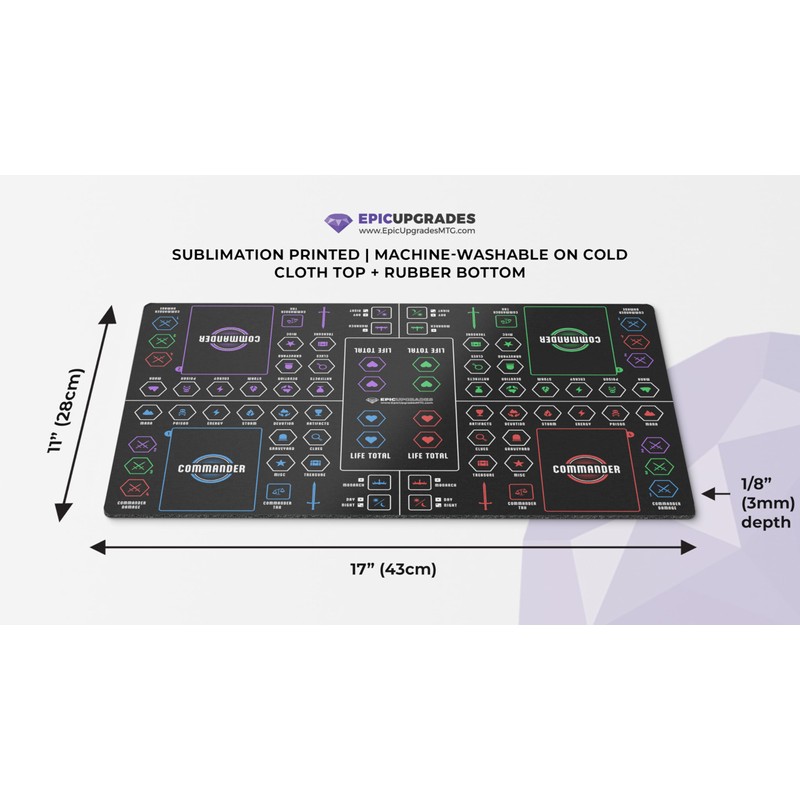 Ultimate Commander Zone MTG Mat | 17"X11" EDH Life +