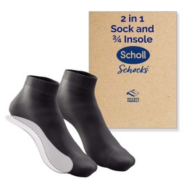 Scholl Schocks, 2-in-1 Active 3/4 Insoles ™ with Liner Socks, 2 Pairs, Medium, Black, (Packing May Vary)