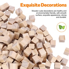 Wowlela 600pcs Small Wooden Cubes, 1cm Wood Square Blocks Natural for Crafting, Unfinished Wood Cubes for DIY, Handmade, Puzzle Making, Home Decoration, Woodcrafts, Early Math Manipulatives