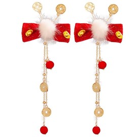 Traditional Chinese Style Red Hair Clips, Hair Accessories, Decorative Hair Pins Hanfu Decorative Hair Clips