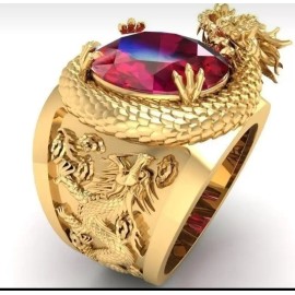 Fashion Jewelry Engraved Mens Dragon Ring  Size 10