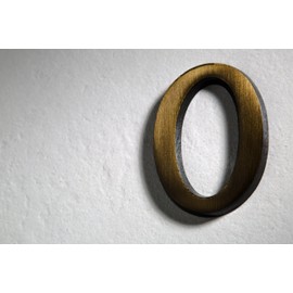 HUBER Brass House Number 0 10 cm I House Numbers for House & Door I House Number Signs in Elegant Antique Brass 3D Design
