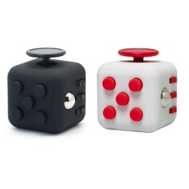 Appash Fidget Cube 2PCS Stress Anxiety Pressure Relieving Toy Great for Adults and Children[Gift Idea][Relaxing Toy][Stress Reliever][Soft Material](1Black&1WhiRed)