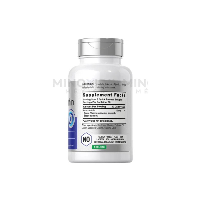 Astaxantina 10 Mg Antioxidante (60 Cápsulas) Americano Sabor Sin sabor