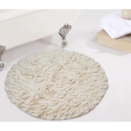 Home Weavers Bell Flower Collection 100% Cotton Tufted Bath Rugs, Extra Soft and Absorbent Bath Rugs, Non-Slip Bath Mats, Machine Washable, Bath Mats for Bathroom Floor and Tub, 30" Round, Ivory