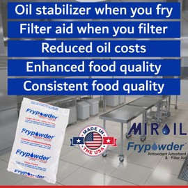MirOil L103 Fry Powder Oil Stabilizer and Filter Aid, Case of 3 Gallons of Fry Powder, Remove Fryer Oil Contaminant, Save Grease & Remove Carbon Deposits, Reduce Usage, Deep Fryer Cooking Grease Saver