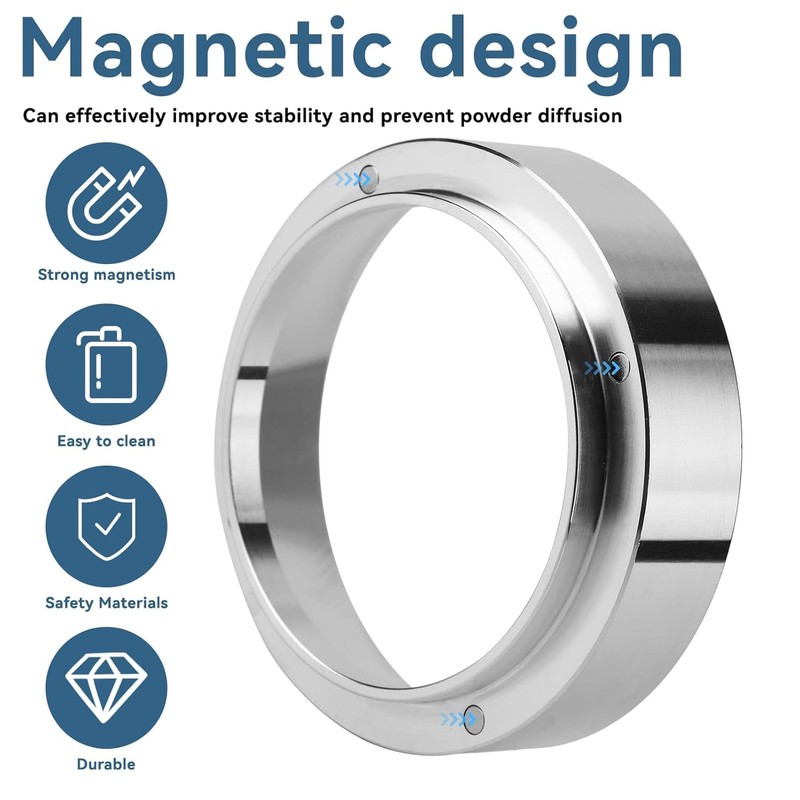 51mm Dosing Funnel, Zinc Alloy Coffee Dosing Funnel Ring Magnetic