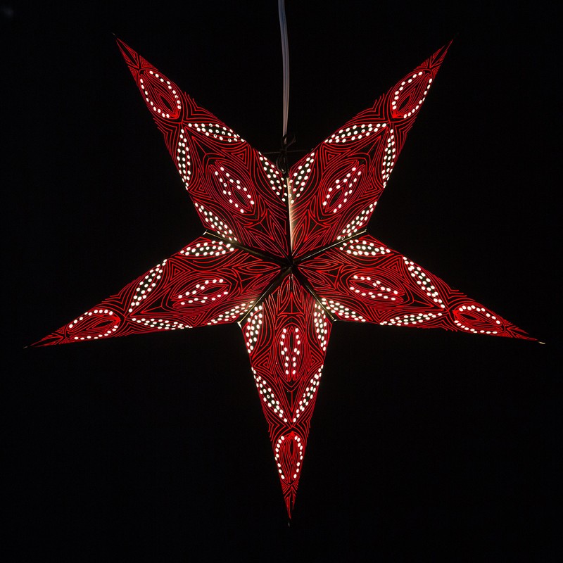 Morse Code Paper Star Lantern with 12 Foot Power Cord