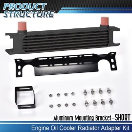 goneparts 7 Row 10 AN Universal Aluminum Engine Oil Cooler+ Brackets Kit +Mounting Bracket