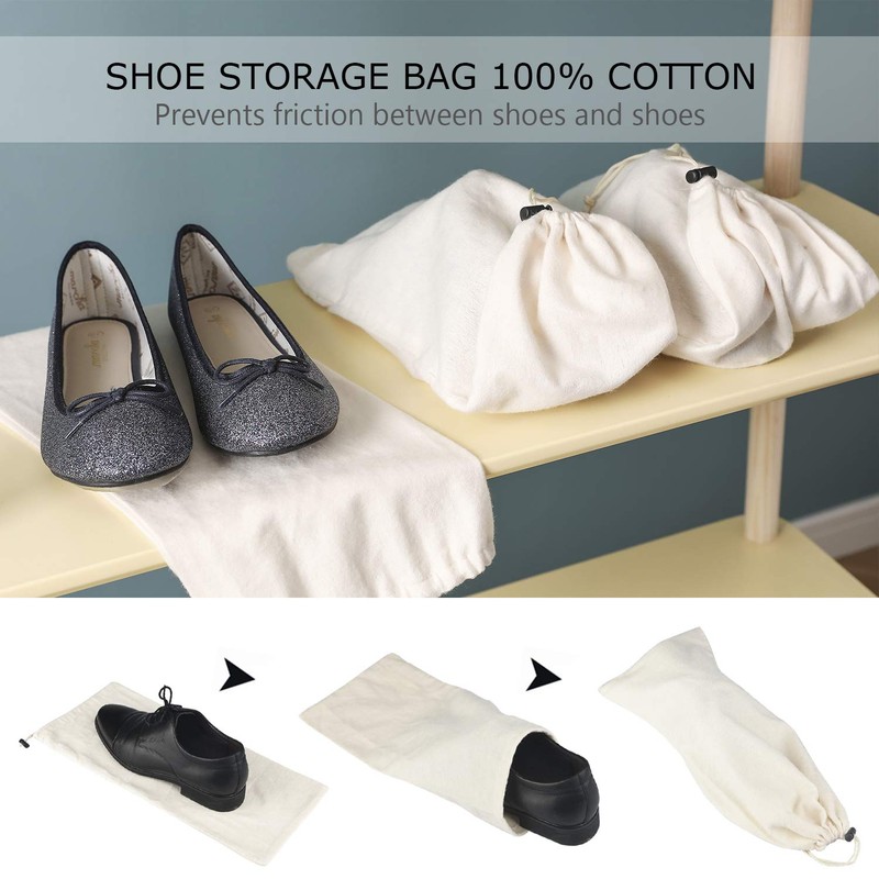 PlasMaller Shoe Storage Bags 100% Cotton with Drawstring For Men