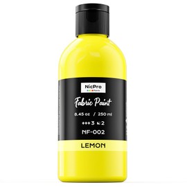 Nicpro Yellow Fabric Paint for Furniture, 8.45 oz (250 ml) Fabric Paint for Clothes Permanent, Soft Rich Pigment Non-Toxic Textile Paint for Fabric DIY Crafts, T-shirt, Shoes Leather Jeans for Kid Adult