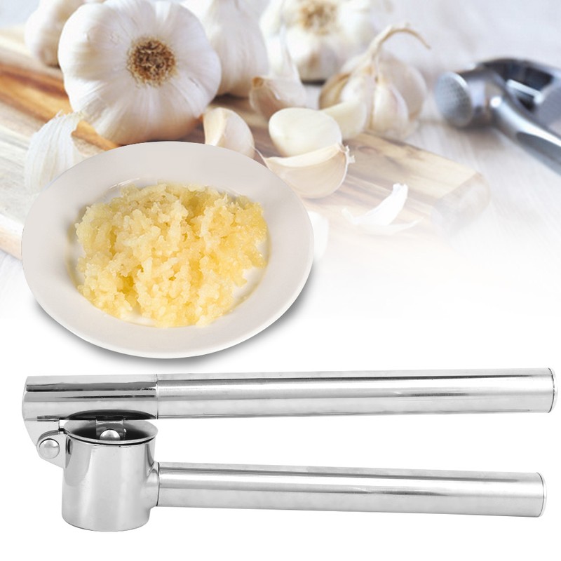 Stainless Steel Manual Food Garlic Press Crusher Mincer Squeezer Household