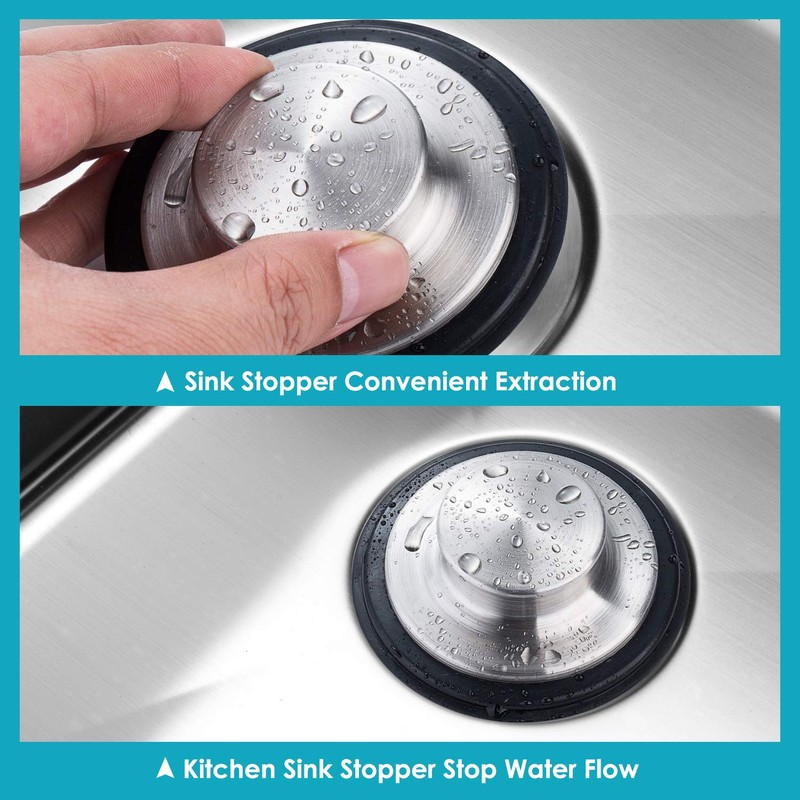 2PCS Kitchen Sink Stopper - Stainless Steel, Large Wide Rim