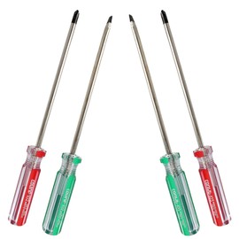 bociloy 4PCS Magnetic Screwdriver Set, 5mm Magnetic Phillips & Slotted Bits Screwdriver Set, with 5 Inch Steel Shaft and Comfortable Handle for DIY Repairing, Red/Green