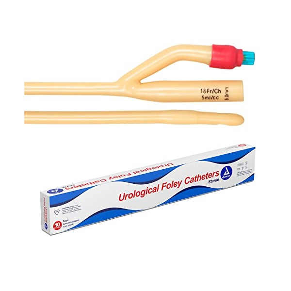 Dynarex 4938 Foley Catheters, 5 cc, 18FR (Pack of 10)