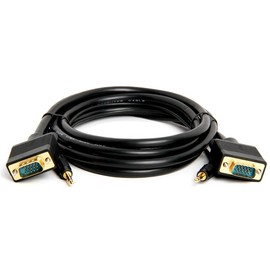 Cmple - VGA SVGA Monitor Cable, Gold Plated Connectors, Support Full HD Displays HDTVs (Male-to-Male) with 3.5mm Stereo Audio - 6 Feet