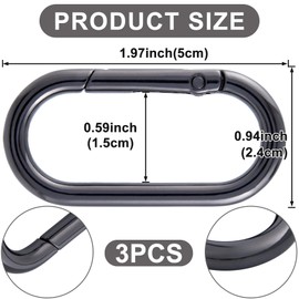 VARMDUKKE 3pcs Oval Spring Carabiner Clip for Keychains, Heavy Duty Snap Keyring Clips, Glossy Metal Purse Clip, Opening O Ring Buckle Clasp for Bag Strap, DIY, Belts - Black, 1.97" x 0.94"