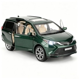 BGHSCA Toyota Sienna 1:24 Scale MPV Model Car, Diecast Toy Car with Pull Back Drive, Sound and Light Effects for Kids, Boys, Girls and Adults, Birthday Gift, Green