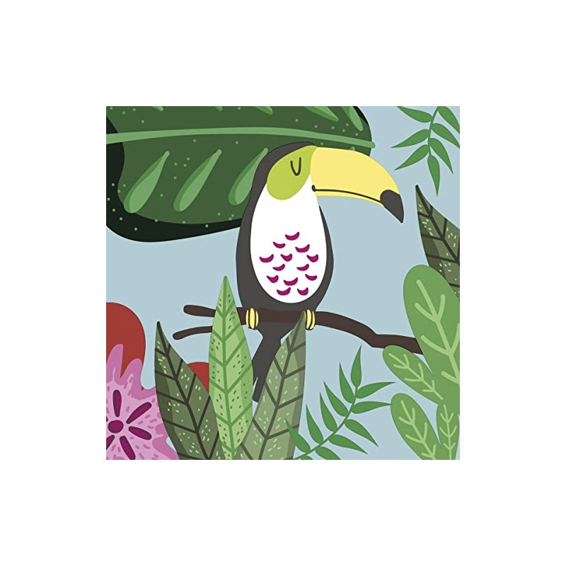 20 napkins, sleeping toucan in the jungle, animals, jungle, table