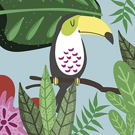 20 napkins, sleeping toucan in the jungle, animals, jungle, table decoration, 33 x 33 cm