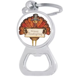 NewCharms Happy Thanksgiving Turkey Bottle Opener Keychain - Metal Beer Bar Tool Key Ring