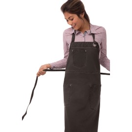 Chef Works ABAQ054-PEW-0 Dorset Antique Bib Apron Pewter, Brown