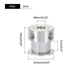 sourcing map 2 x 20 Teeth 6 mm Bore Control Pulley Aluminium Synchronous Wheel with M4 Screw for 3D Printer Tape CNC Machine