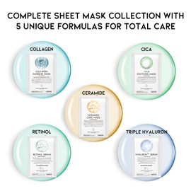 50Combo Korean Face Sheet Mask Gift Pack, Hydrating, Calming, Brightening, Smooting, Rejuvenating, EVE Vegan, Cica, Hyaluron, Retinol, Ceramide, Collagen