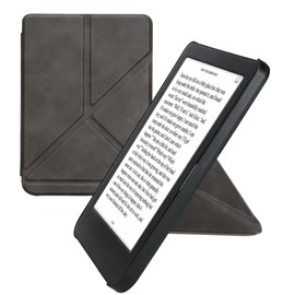 kwmobile Origami Case Compatible with Kobo Clara BW/Colour Case - Slim PU Leather Cover with Stand - Anthracite