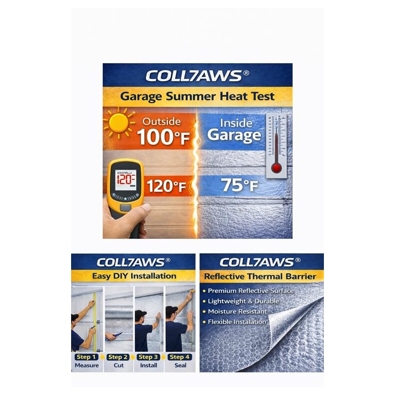 Garage Door Insulation Kit Reflective Foam Core Thermal Barrier 12x7