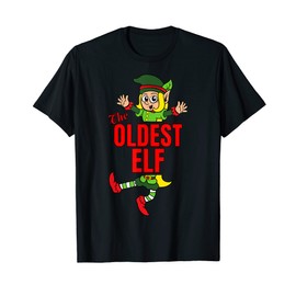 The Oldest Elf Partner Look Family Outfit Christmas T-Shirt, black