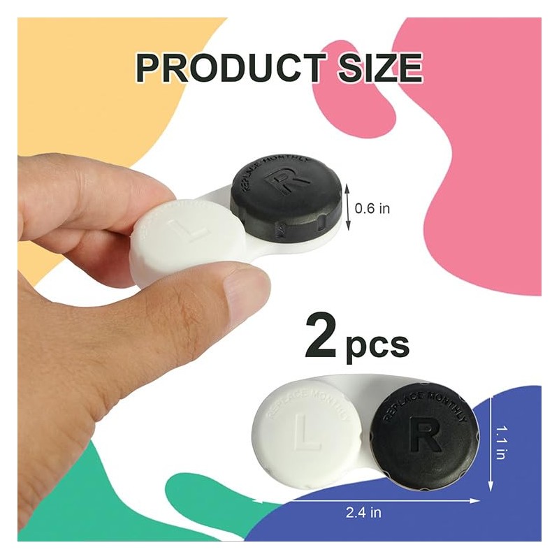 KyltoSynth Contact Lens Case, Black and White Contacts Case，2 Pcs,
