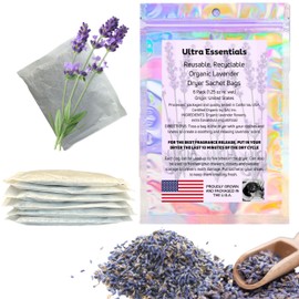 Lavender Sachet for Dryer, Closet & Drawer Fragrance, Freshens Laundry, Naturally Scented Sachets for Shoes, Gym Bags, Cars & Sweater Storage w/Premium Extra Flowers, Grown in USA (6 Pack)