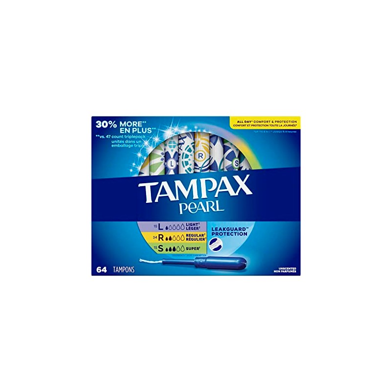 Tampax Tampax Pearl Tampons Multipack, with LeakGuard Braid, Light/Regular/Super Absorbency,