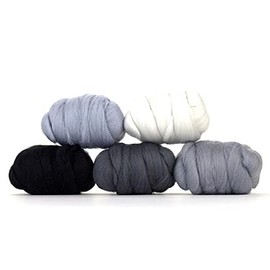 Revolution Fibers | Mixed Merino Wool Variety Pack | Perfect Wool Roving for Spinning, Needle Felting, Wet Felting, Weaving and Crafting (Hazy Gray (Grays), 250 Grams)