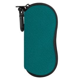 MoKo Soft Neoprene Eyeglasses Case, Glasses Pouch, Zipper Closure, Splashproof, Scratch-proof, Small Case with Hook, Easy to Carry, Green