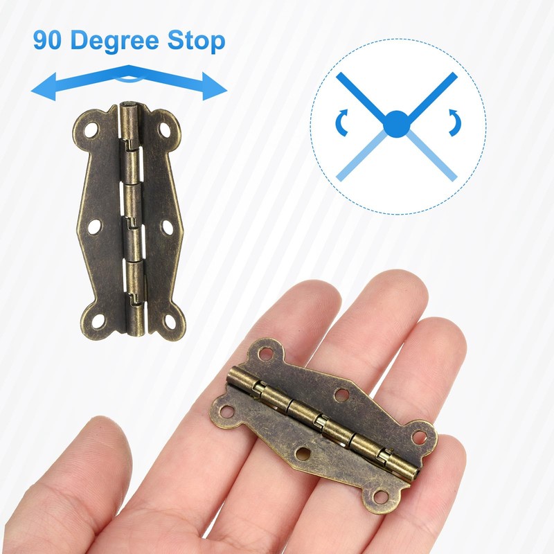 sourcing map 6Pcs 90 Degree Small Hinges for Wooden Box,