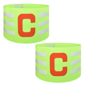 Ynaice 2 Pcs Captains Armband, C Adjustable Elastic Sports Arm Bands Nylon Multicoloured Adult & Youths Football Soccer Captains Armband for All Sports|Bright Green