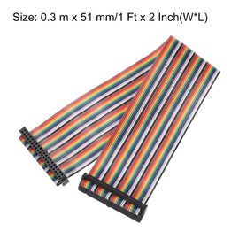 QUARKZMAN IDC Rainbow Ribbon Cable 2.54 mm Pitch 40 Pin Connection Lead FC Double Female Black Connector for DIY Experiment 1 Ft Length 1 Piece