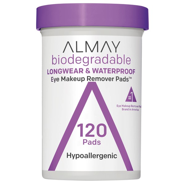 Almay Eye Makeup Remover Pads, Biodegradable Longwear & Waterproof, Hypoallergenic,