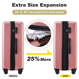 Tzou 2 Pcs 24+28in Hardshell Luggage Sets With Tsa Lock Spinner Wheels,Expandable Luggages Suitcase Lightweight Luggage Case pink