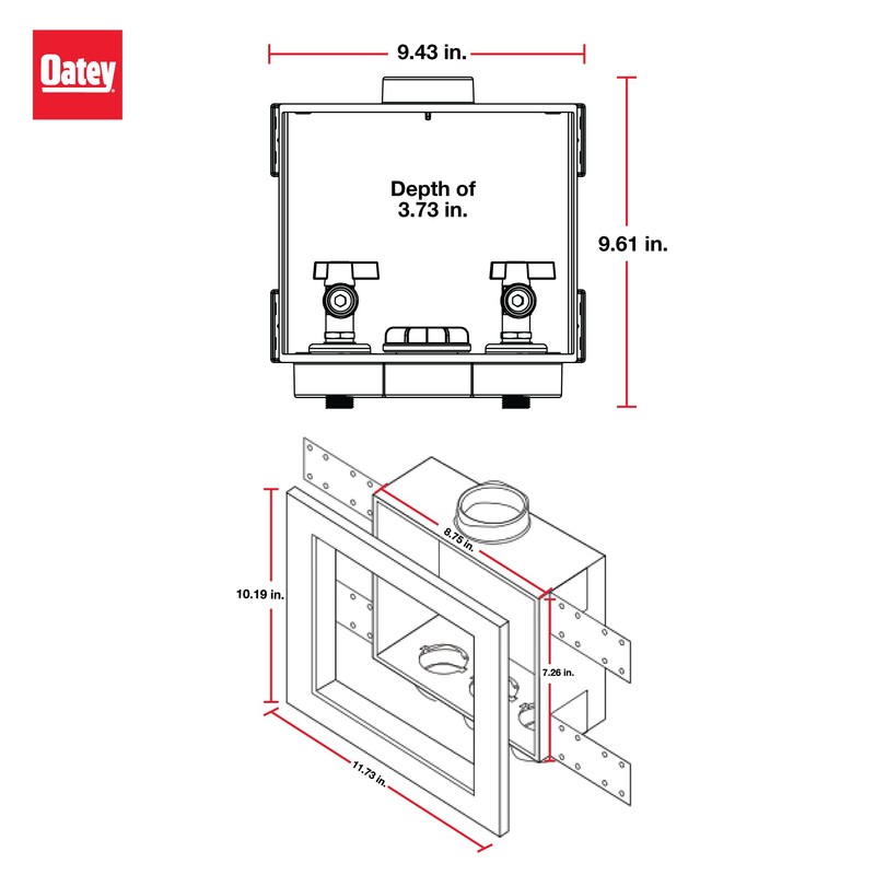 Oatey 38569 Quadtro Washing Machine Outlet Box, Hammer Arrestors, 1/4