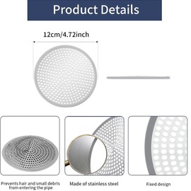 Pack of 2 Hair Strainer, Strainer for Shower, Drain Strainer, Stainless Steel Strainer, Shower Hair Catcher, Shower with Tweezers, Hair Catcher, Shower Drain Protector, Drain Strainer for Showers,