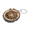 Generico Key Ring Made of Natural Wood with Tiger Design