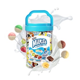 Milkita The Real Milk Candy Lollipop Jar – Low-Sugar, Assorted Healthy Sweets with Real Milk for Kids & Adults – Fat Free & Gluten Free Candy with Calcium for Everyday Indulgence (45 Count Jar)